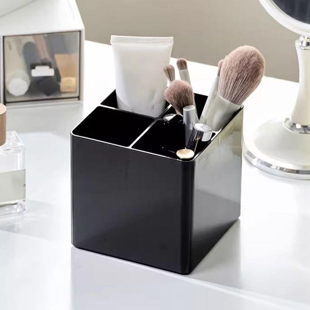 Black Pen Holder Plastic Pen Container Multi-functional Makeup Brush Holder  School Office