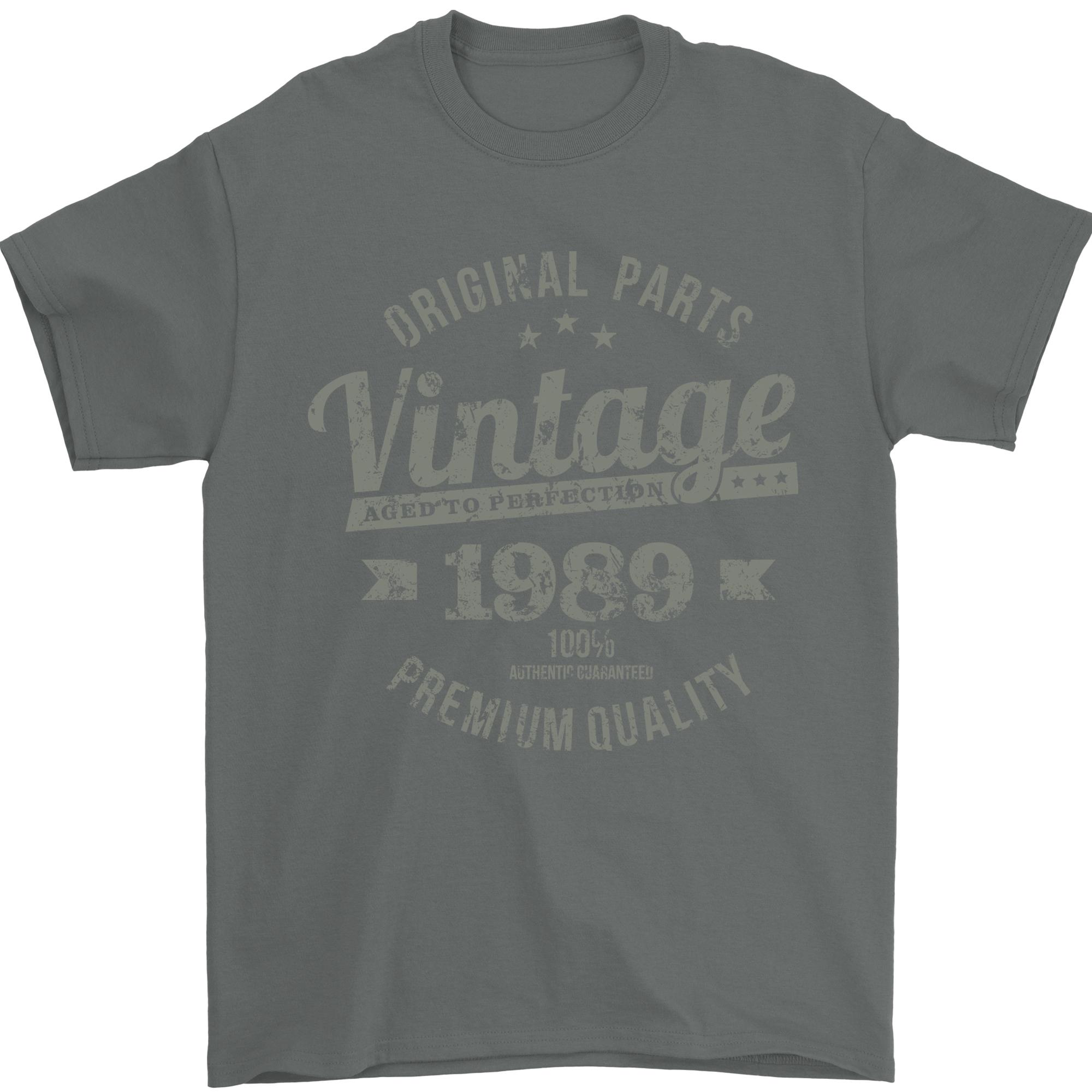 Vintage Year 37th Birthday 1989 Unisexs TShirt 100 Cotton Charcoal S