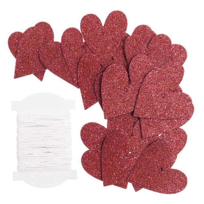 Étiquettes à suspendre - RICO DESIGN - Petits cœurs rouges - 24 pièces - Mixte - Personnalisables