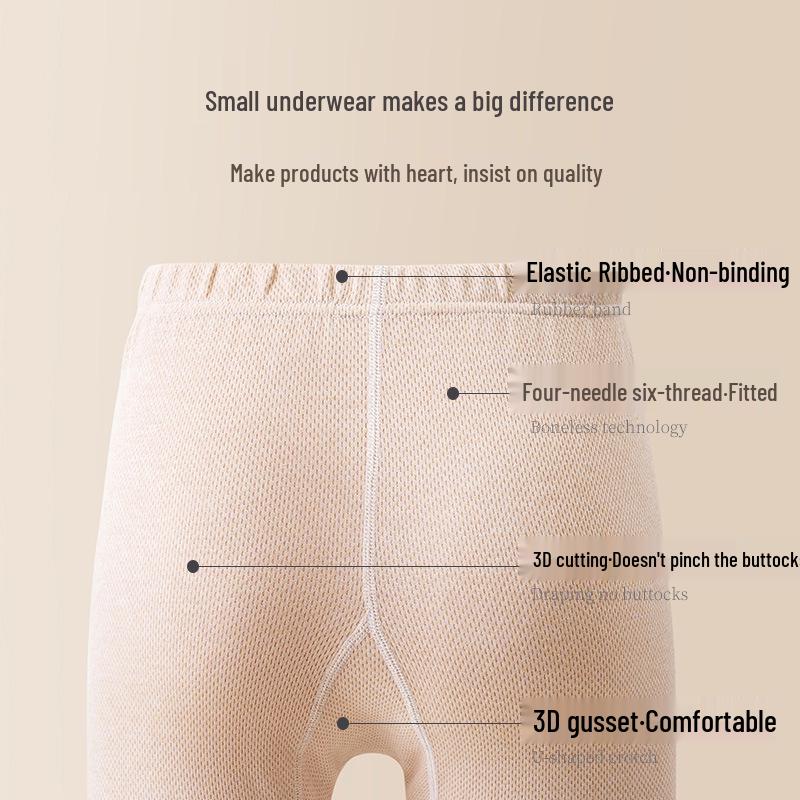 Barevná bavlněná dětská spodní prádlo a pyžamový set - Kulatý výstřih, Hřejivé podzimní a zimní oblečení pro dívky a chlapce