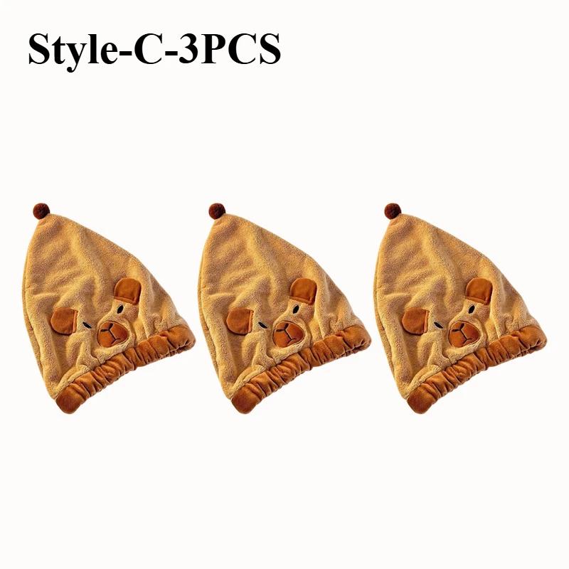 1/3/5PCS Capybara Kawaii Plush Hair Drying Hat Towel Cap Water Guinea Pig Hat Bath Hat Towel Cap Super Absorption Hair Dry Cap