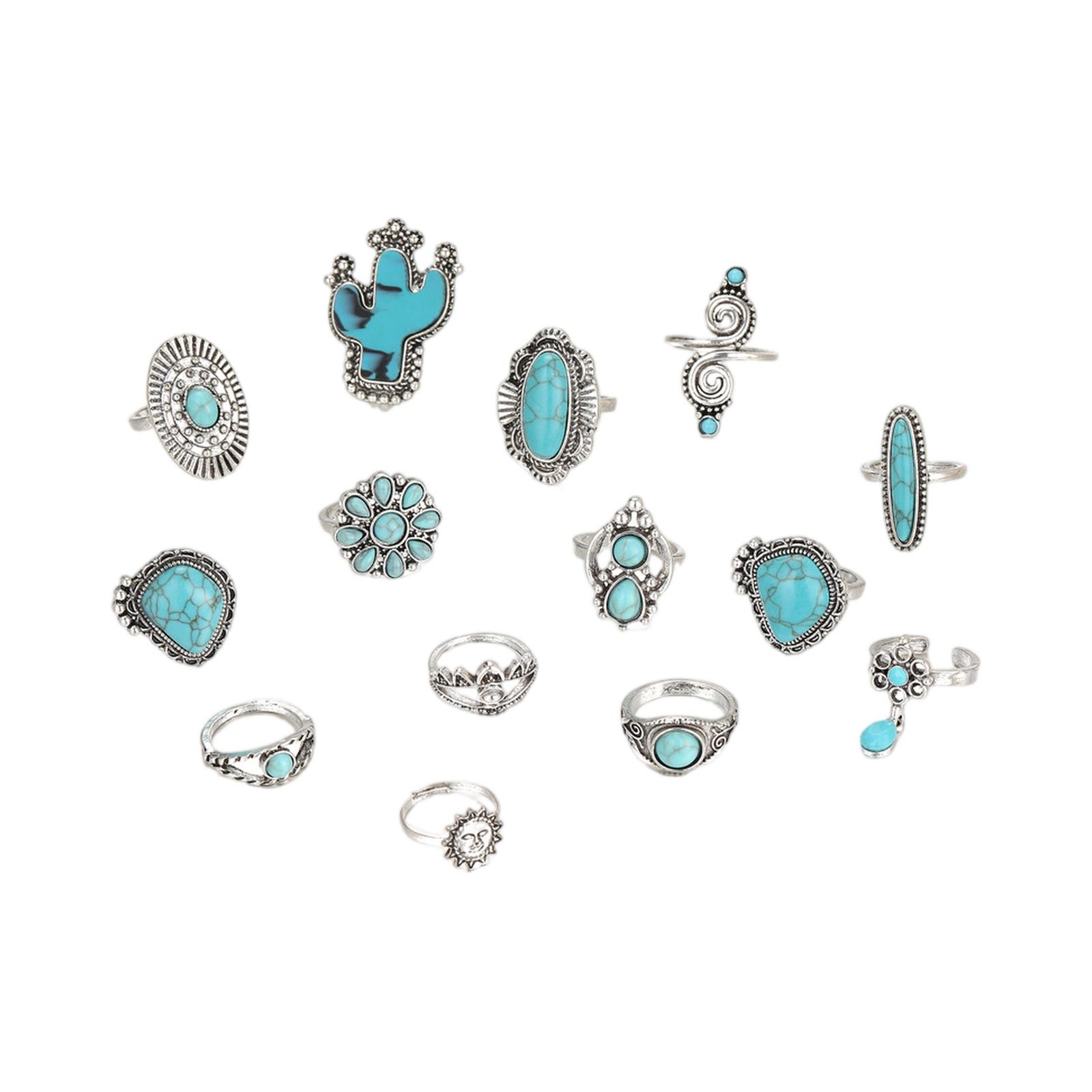 

Модный женский набор из 14 колец - Женское кольцо Металлическое кольцо Глянцевое кольцо Металлическое кольцо Праздничный подарок One Size серебряный