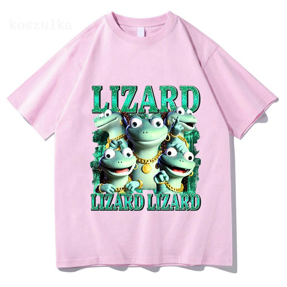 Funny Lizard Meme Graphic T-shirt Women Tees Casual Short Sleeve Cotton Tshirts Unisex Streetwear Cartoon Printing T Shirt
