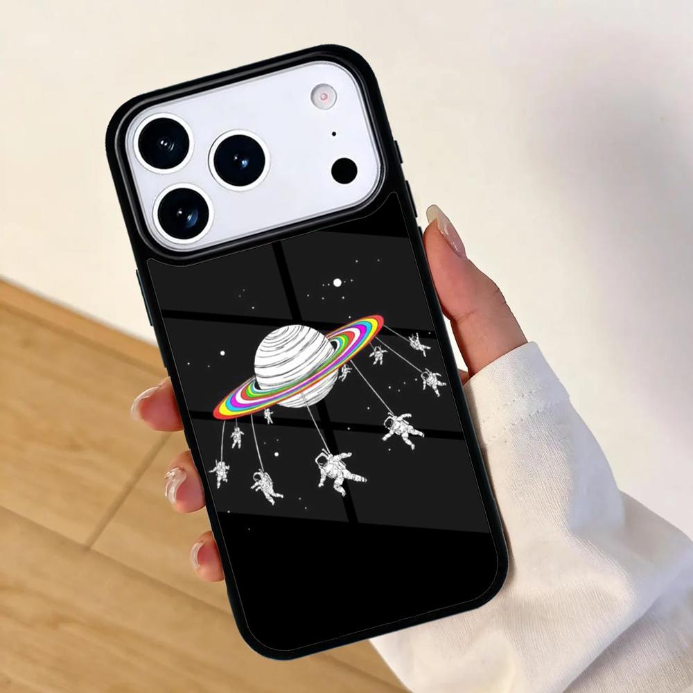 Starry Space Moon Astronaut Aesthetic Phone Case For Apple iPhone 17 Air 16 Pro Max 15 Pro Max 14 13 12 11 Mini Back Cover
