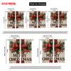 2pcs   plane printing Popular Curtains Festive Pine_ Berries & Red Bow 100% Polyester (without rod) Decorations Outdoor for