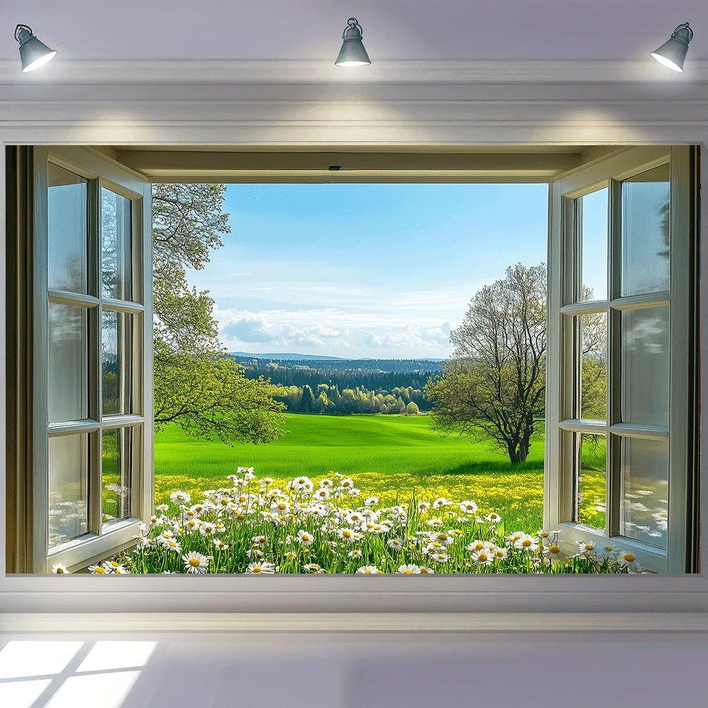 Tapestry with a spring view from the window is ideal 75x100
