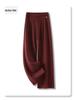Gray Wide-Leg Wool Pants for Women - High-Waisted, Drapey, Straight-Leg Trousers, 2024 Spring/Autumn Collection