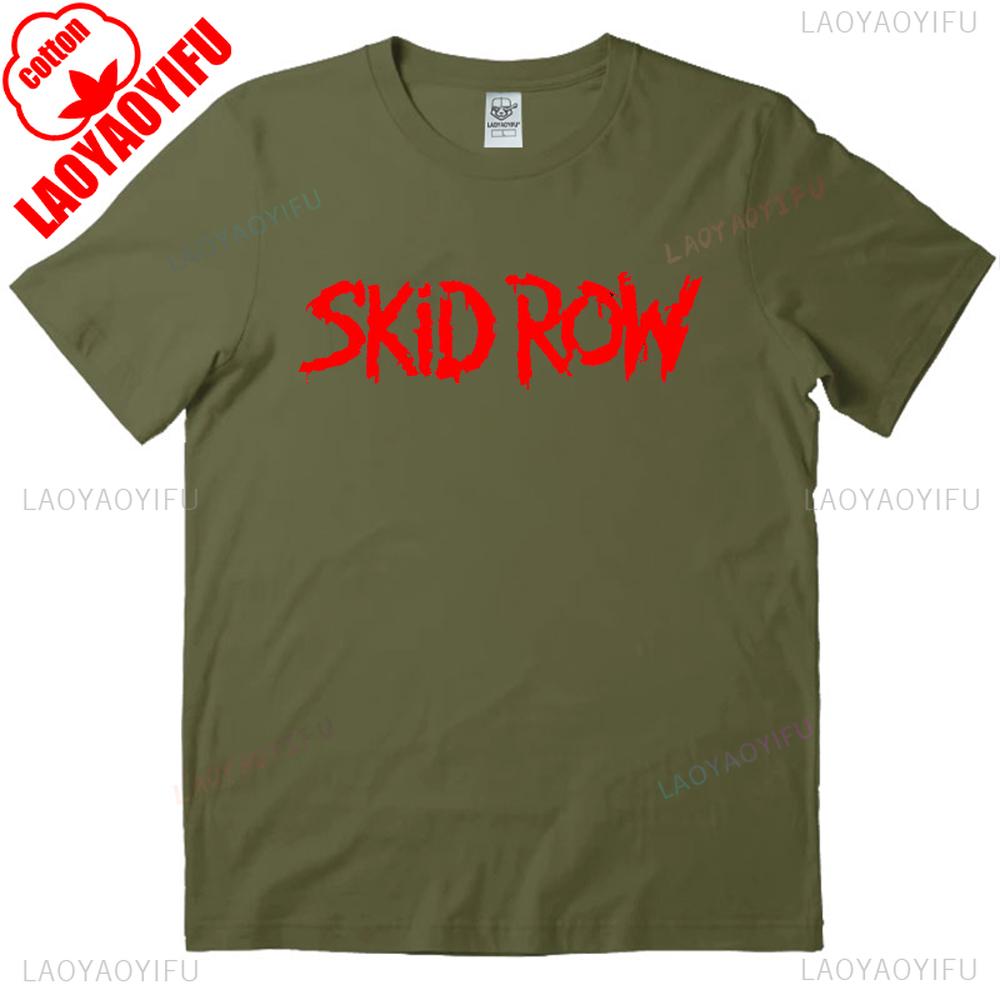 Skid Row Red Logo Black Adult T-Shirt Ropa Hombre Trending Cool Creative Hipster Comfortable Personality High Quality Cotton