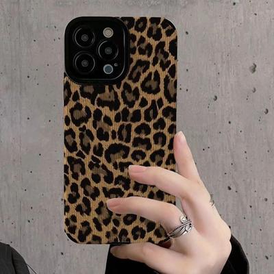 Modische braune Leoparden-Silikon-Lederhülle für iPhone 14 15 Pro Max 11 12 13 Mini SE 7 8 Plus X XR XS MAX, weiche, stoßfeste Hülle