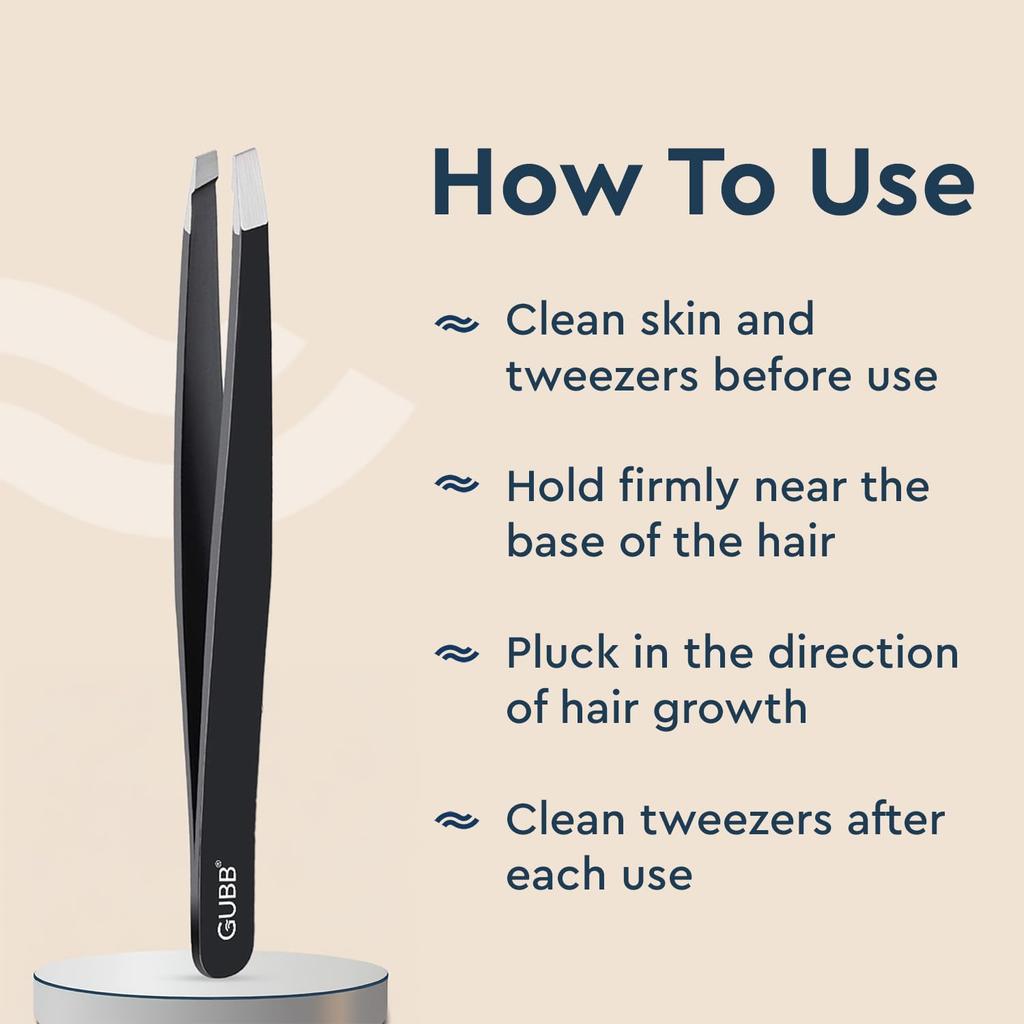 GUBB Slant Tip Tweezer for Eyebrows, Ingrown Hair, and Facial Hair - Best Eyebrow Sharp Tweezer for Women and Men - Ideal Facial Hair Plucker for