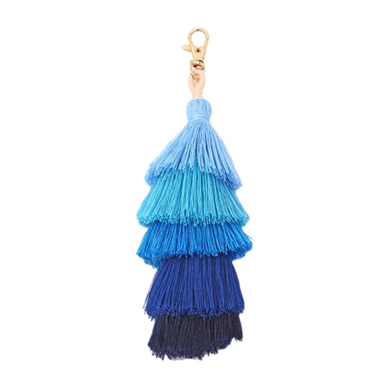 Colorful Tassels Keychains Bohemian Tassels Bag Decorations Charm Car Keyrings Holder for Womens Handbags Pendant Charm