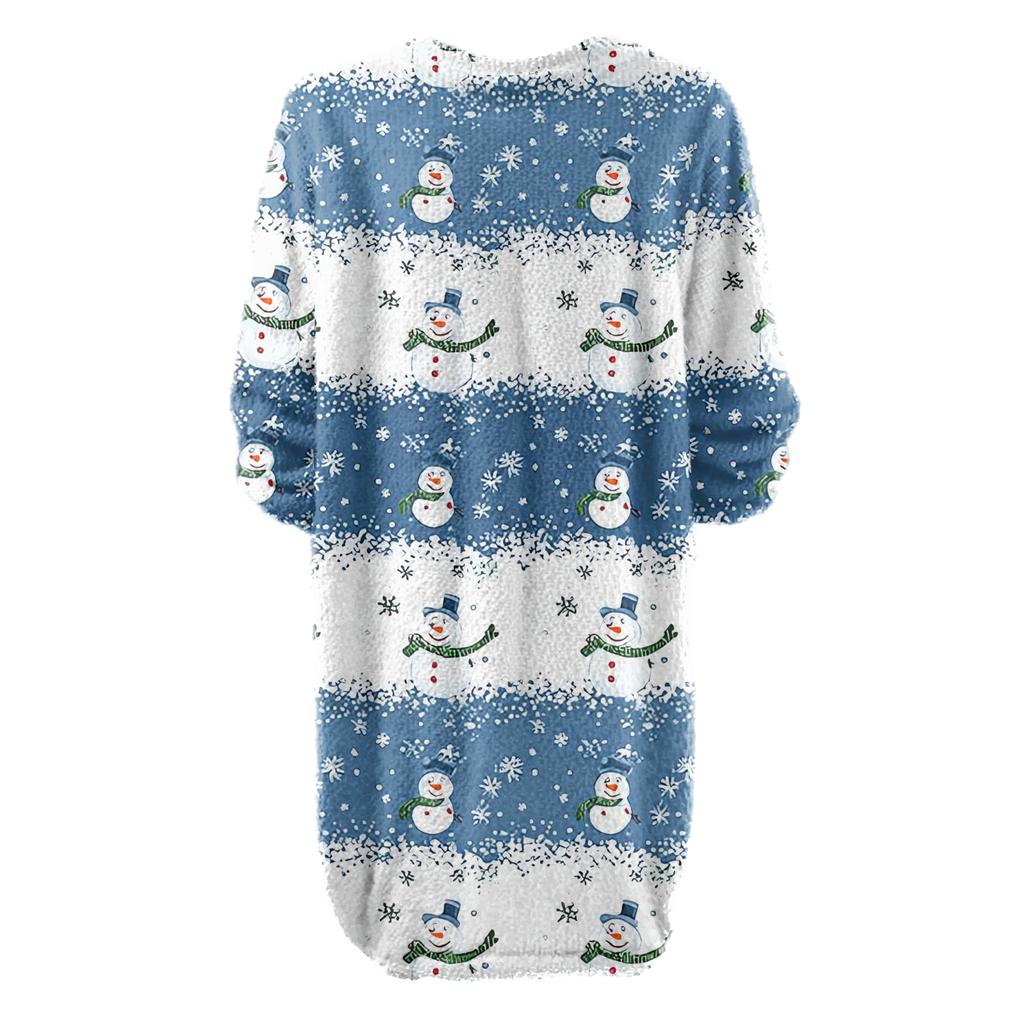 Dame med rund hals uformelle plysjkjoler med lange ermer