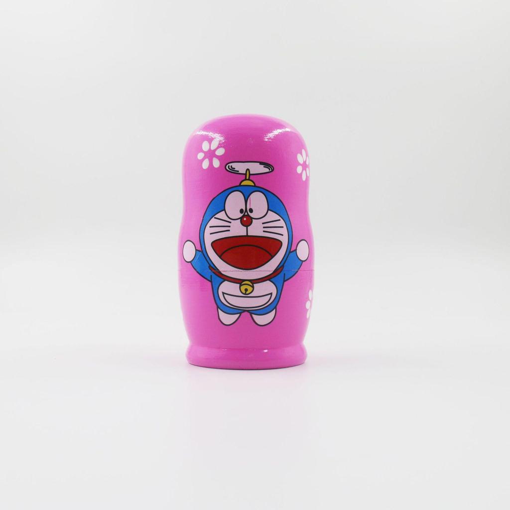 Russian Nesting Dolls: Five-Layer High-Quality Wooden Doraemon Animal Educational Toy for Kids