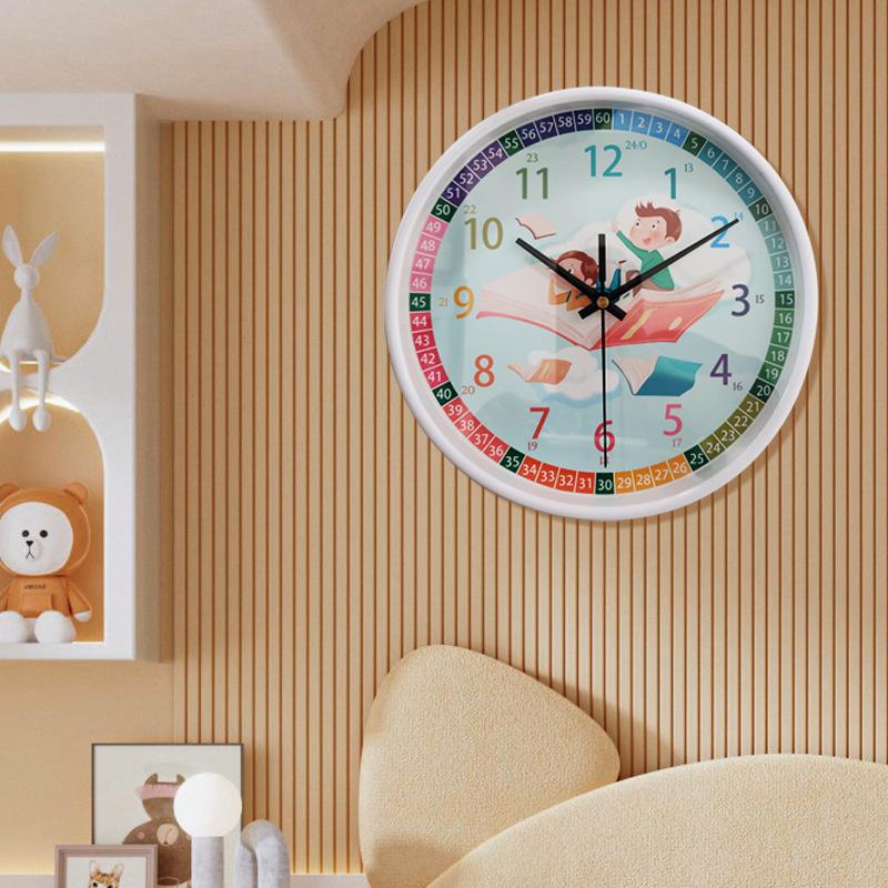 10-inch 25cm early childhood education cartoon wall clock for children's room digital enlightenment mute learning clock