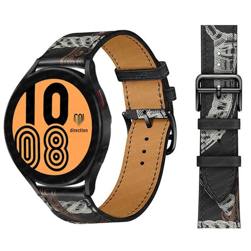 Hermes Leather Strap for 20/22mm Huawei GT, Samsung Galaxy, Garmin Venu
