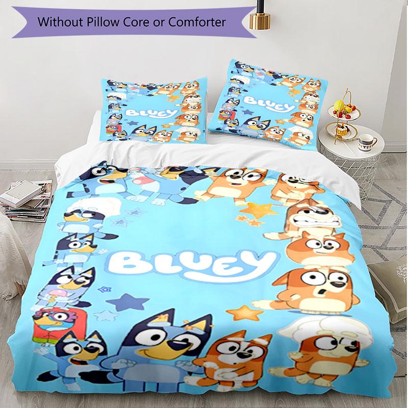 3pcs Duvet Cover Set (1*Duvet Cover + 2*Pillowcase, Without Core), Bluey Print Soft All‑Season Bedding Set, Home Bedroom Decor Gift