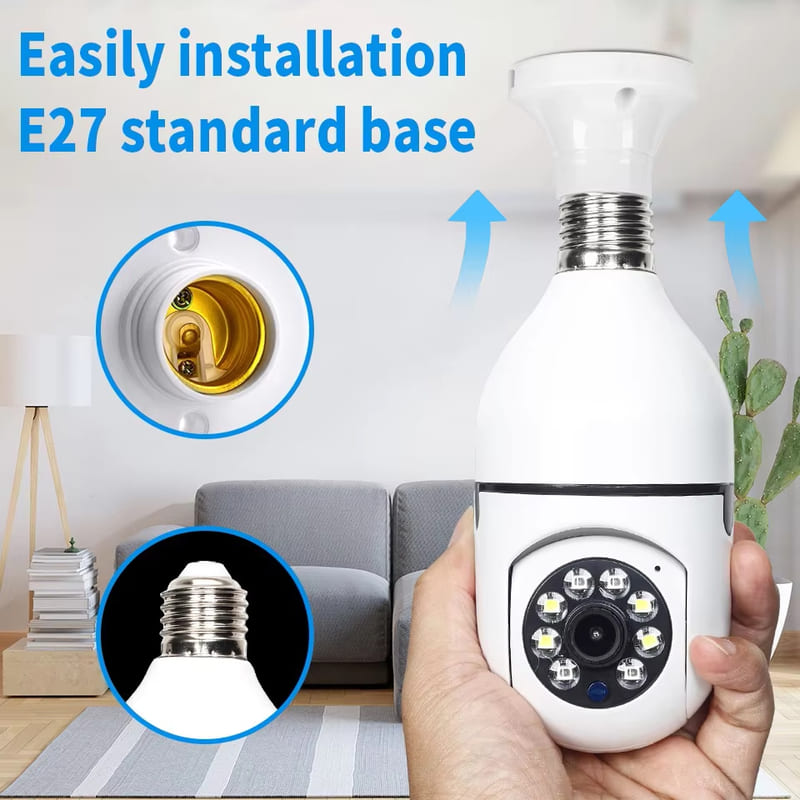 E27 Bulb 2.4G 5G Wifi Camera Surveillance Night Vision Full Color Automatic Human Tracking 4X Digital Zoom Video Security IP Camera