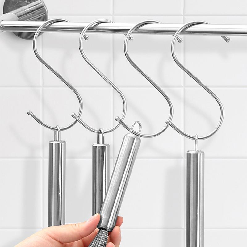 1/5pcs Stainless Steel S Hooks,3 Sizes Multifunctional Metal Hook for Hanging Plants Bag Towel,Hats Hook for Bathroom Organizers