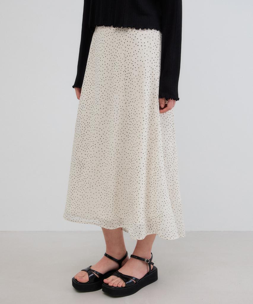 Manggomaenipeullijeu Ode Dot Flare Skirt_Cream