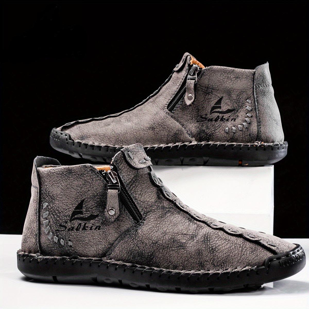Men s Large Size Zipper Martin Casual Work Boots - Outdoor Short Style Size 48