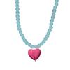 Adorable Heart Shaped Pendant Necklace Beaded Clavicle Chain With 6mm Glass Beads Ideal For Casual Or Party