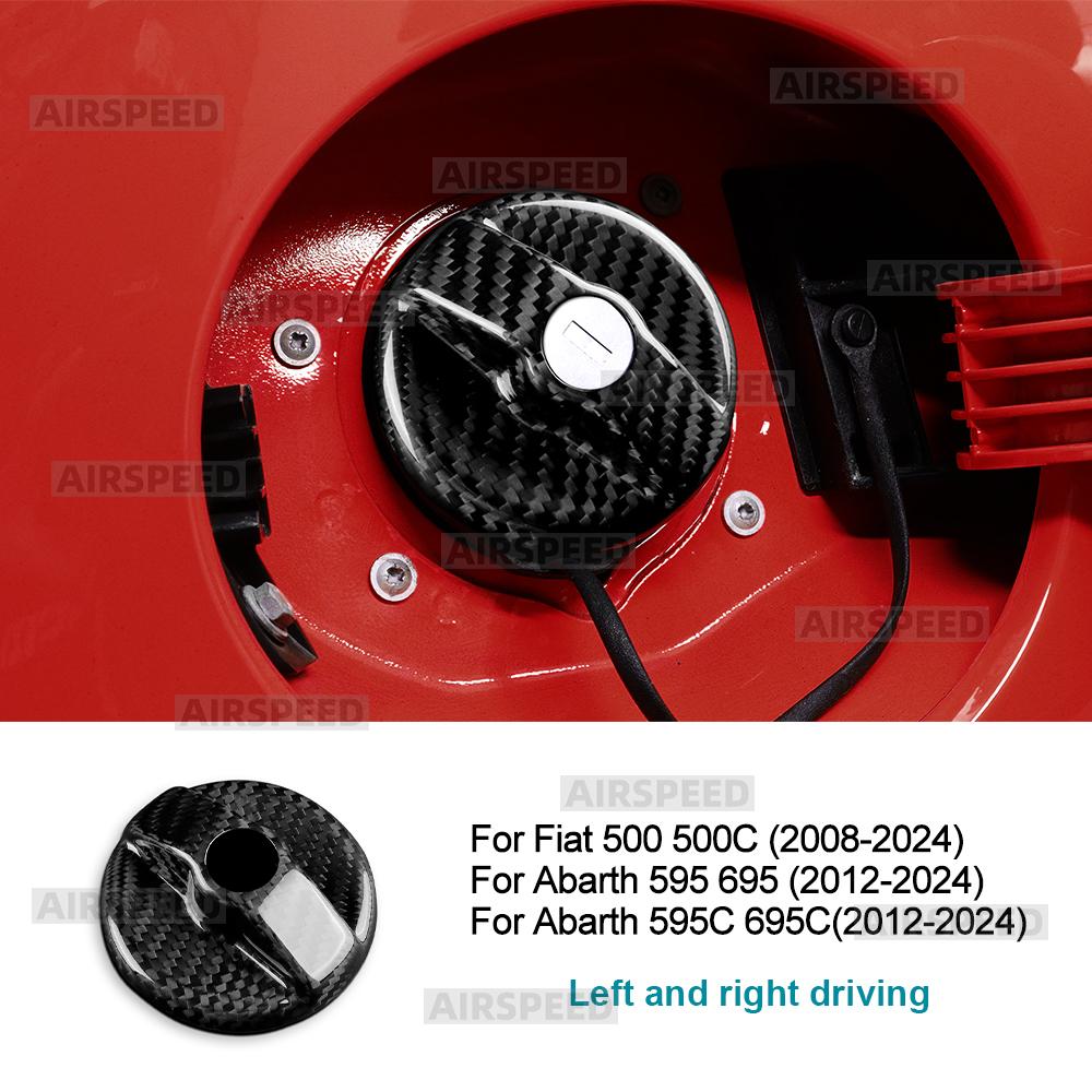 For Abarth 595 595C 695 695C 2012-2024/Fiat 500 500C 2008-2024 Real Dry Hard Carbon Fiber LHD RHD Car Inner Fuel Tank Cap Trim For Fiat 500