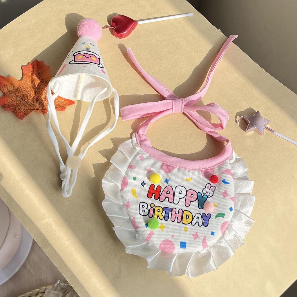 Cat & Dog Birthday Party Costume: Cute Japanese Scarf, Hat, & Bib Set