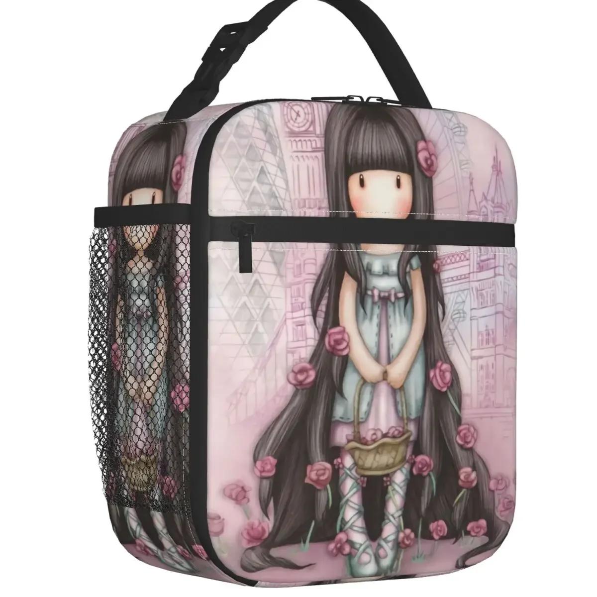 Bábika Gorjuss Opakovane použiteľný obedár Vodotesný Anime Dievča Termotaška Chladiaca Izolovaná Taška na Obed Školské Deti Študent 26x21x11CM čistá