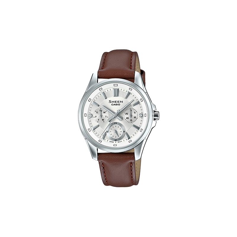 Casio SHEEN Luxury Quartz Business 50 Meter Waterproof Quartz Movement Genuine Leather Strap Japanese and Korean Watch Women s Watch SHE-3060L-7A