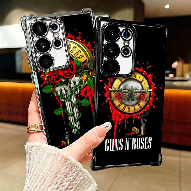 Band G-Guns N R-Roses Plating Phone Case For Samsung Galaxy S24 S25 FE S26 Edge S23 Ultra S22 S21 Plus S20 Anti-Fall Airabag Cov