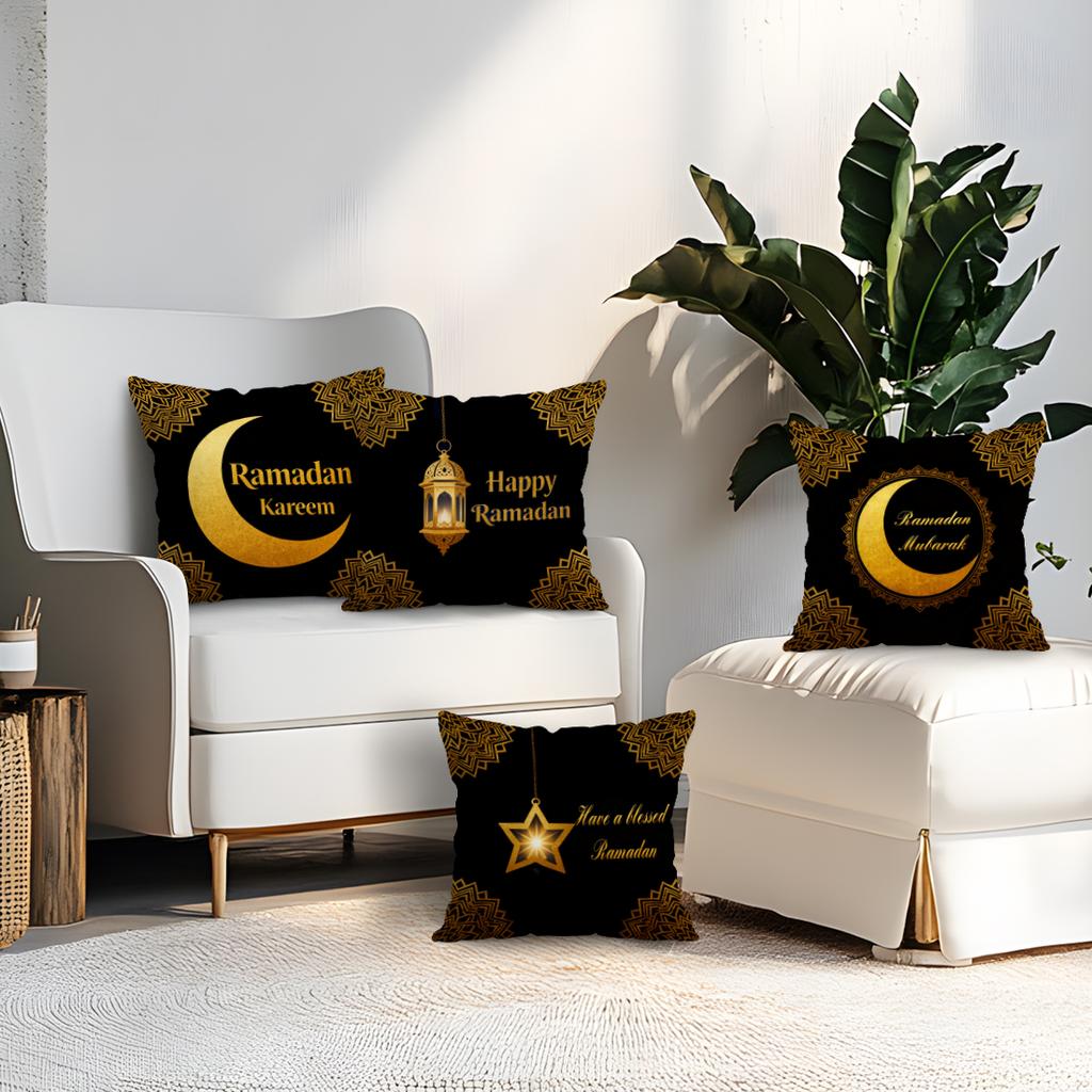 Ramadan Golden Crescent Moon Cushions Pillowcase Polyester Cushion Cover Throw Pillow Pillowcover Home Car Sofa Decor