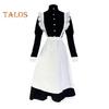 1 Set Maid Cosplay Dress Set Includes Apron Headband Bow And Socks Unisex A-Line Calf-Length Contrast Color Ruffle Dress Parties Photography Servant