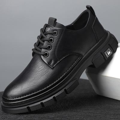 Zapatos de cuero de punta redonda retro para hombre de primavera y otoño 2024 para hombre hechos a mano en línea con cordones de suela gruesa zapatos individuales para hombre 7368