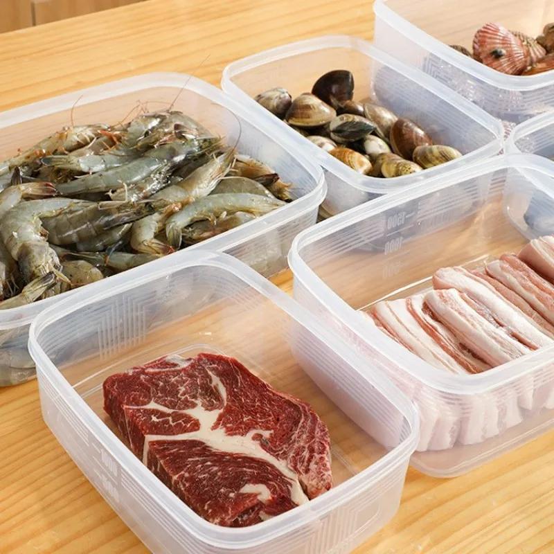 300/600/1200ml Fresh-keeping Boxes Refrigerator Storage Container with Lid for Meat Fruits Vegetables Kitchen Food Organizer