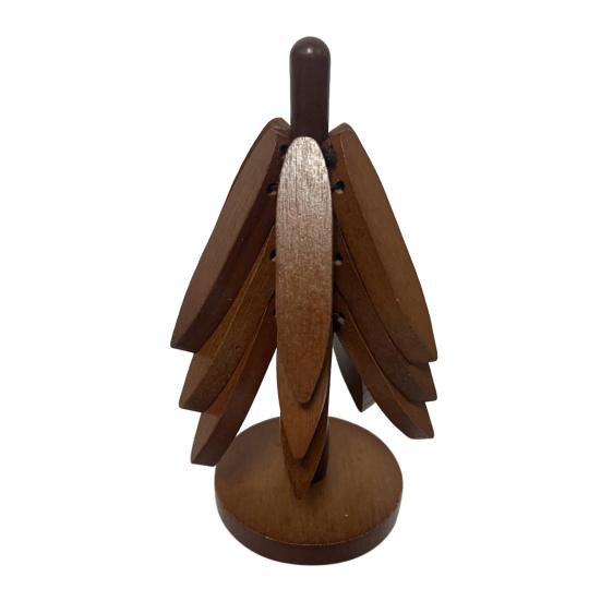 Christmas Tree Trivet Set with Stand Heat Resistant Pot Holders Wooden Bowl And Cup Coaster Kitchen Table Decoration