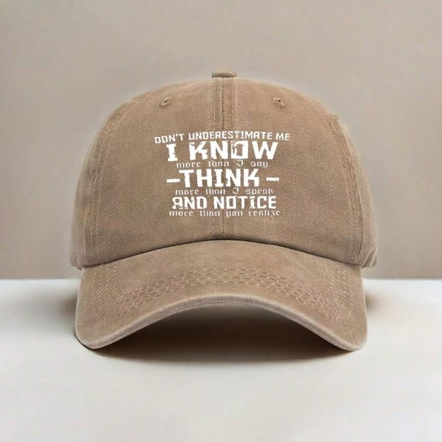 Vintage Baseball Cap With Sarcastic Text Print Adjustable Strap Dark Gray Polyester Hat For Adults