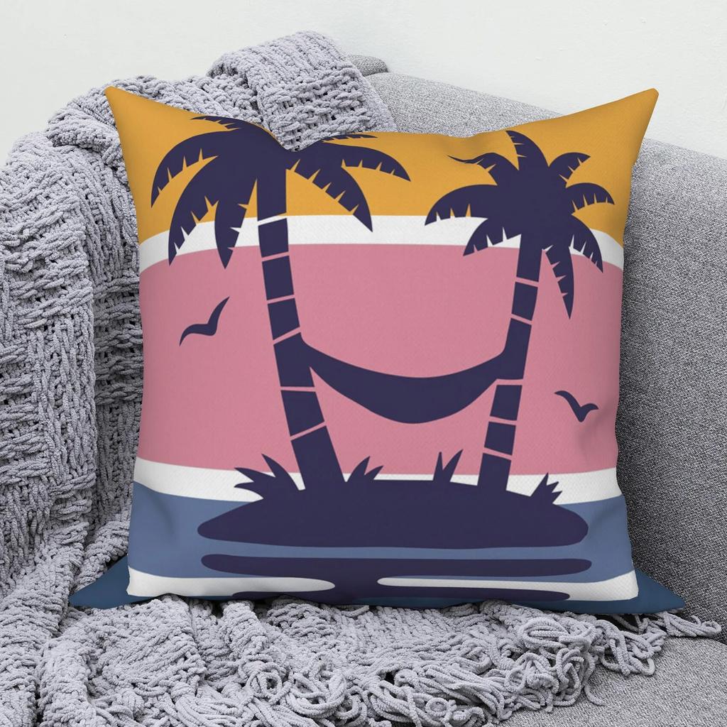 Modern Sofa Square Pillowcase Home Decor Hawaiian Scenery Throw   Cushion Cover