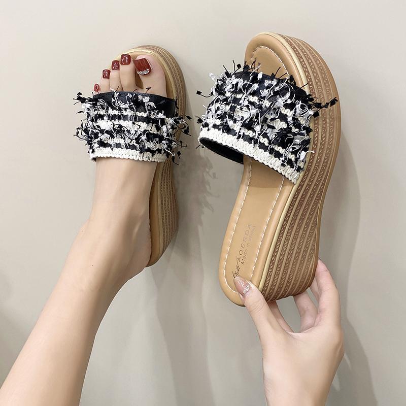Fashion Female Casual Slingbacks Sandals Glitter PU Wedge Platform Comfortable Sandals for Women Summer Sandalias De Mujer 34-40