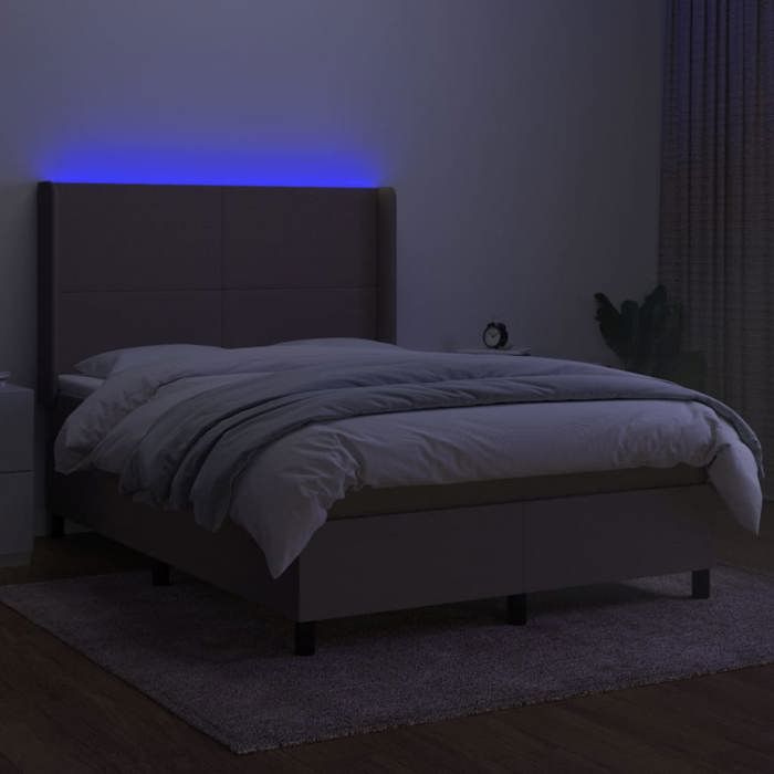VidaXL Slatted Bed Base with Mattress and LED, Upholstered Bed, Double Bed, Adult Bedroom Interior Bed, 3138153