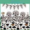 High-quality Party Tableware Set Black Brown Cow Print Paper Plates Cups And Utensils