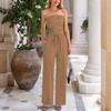 Women Strapless Knit Crop Top and Wide Leg Pants Set Casual Lounge Two Piece Outfit Soft Stretch Fabric Comfortable Fit