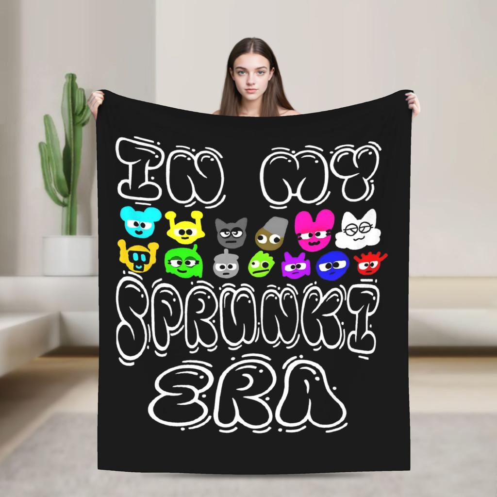 Sprunkies Kids Characters Sprunki Blankets Flannel Printed  Breathable Ultra-Soft Throw Blanket for Bed Office Rug Piece