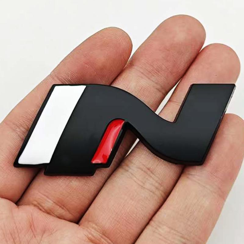 HWCB2 3D Metall Auto Styling N Logo Plakette Heckklappe Kofferraum Emblem Aufkleber Decal Für Hyundai i20 i30 Sonata Kona Elantra Tuson Zubehör