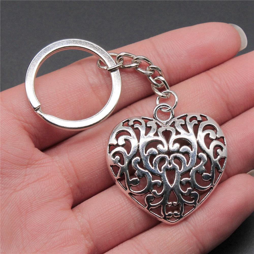 28mm Key Ring Couple Heart Love Minimalist Jewelry Components QY016