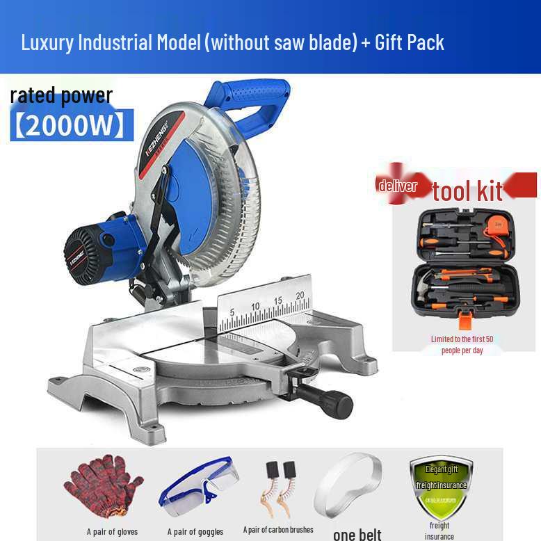10-12 inch High-Density Aluminum Alloy Miter Saw, 45-Degree Multi-functional Cutting for Wood and Aluminum Materials.