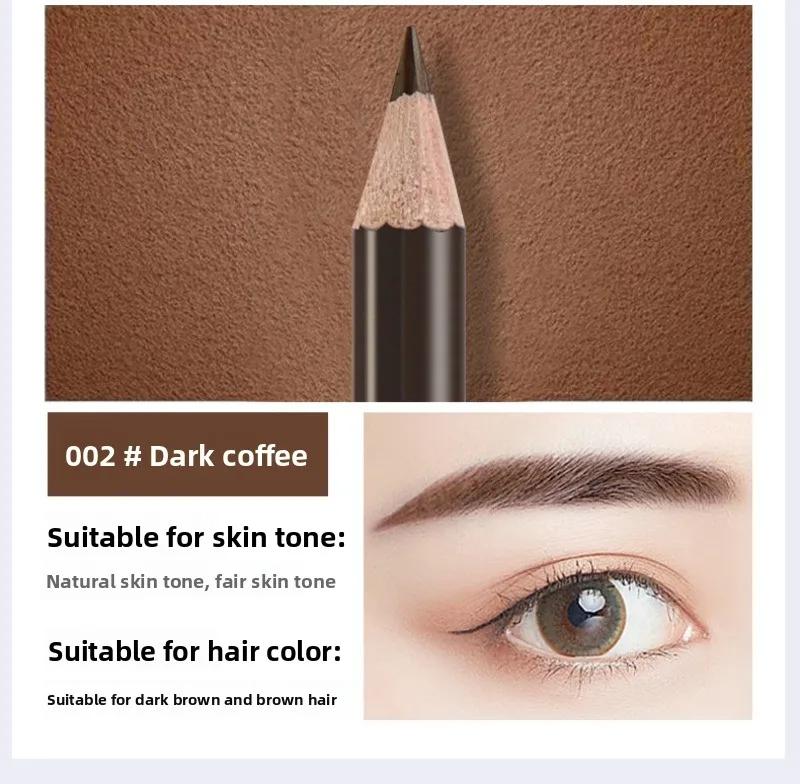 Wooden Double-Ended Eyebrow Pencil 4 Colors Waterproof Smudge Proof Eyeliner Pen Matte Long Lasting Chromogenic Makeup Pen