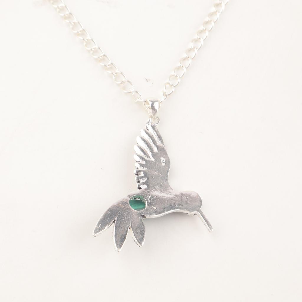 Naturlig malakit ädelsten 925 sterlingsilversmycken August stenhänge 4,5 cm CP-20-24