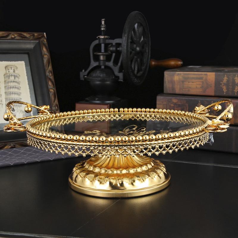 Amerikanische leichte Luxus-Fruchtschale Ornament Haushalt Glas-Fruchtschale Wohnzimmer Neuer Couchtisch Trockenfruchtschale Aufbewahrungsschale Servieren