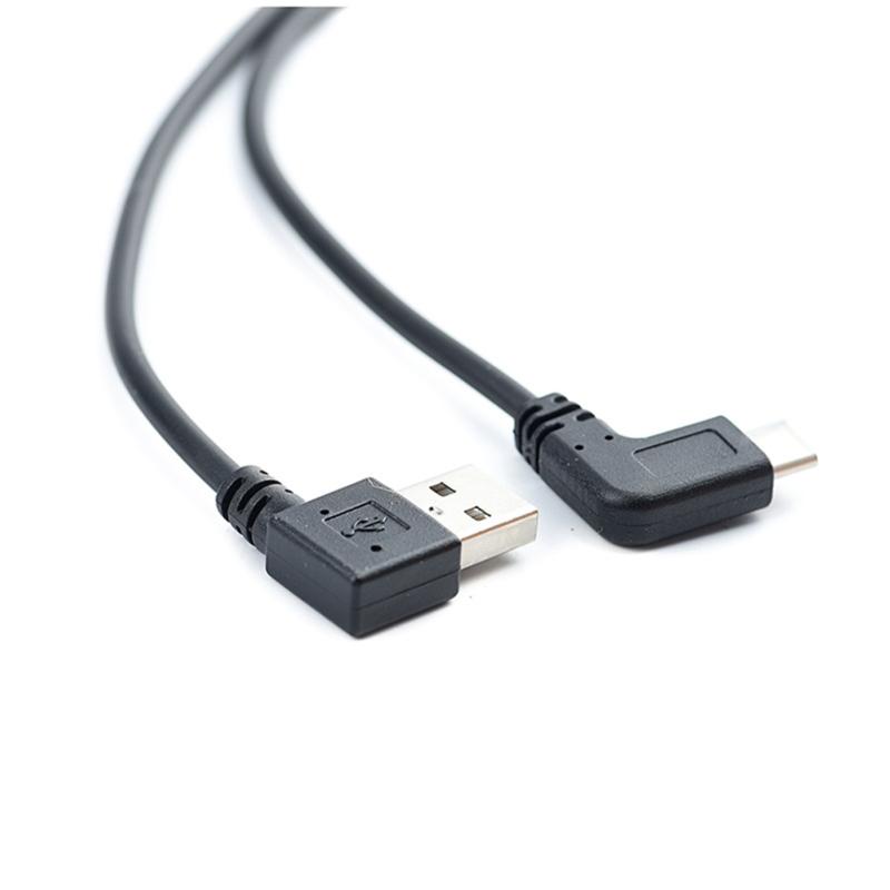Space Saving Right Angle USB 2.0 To USB C Adapter Cable Cord With Reversible Design For Fast Charging And Data Transfer