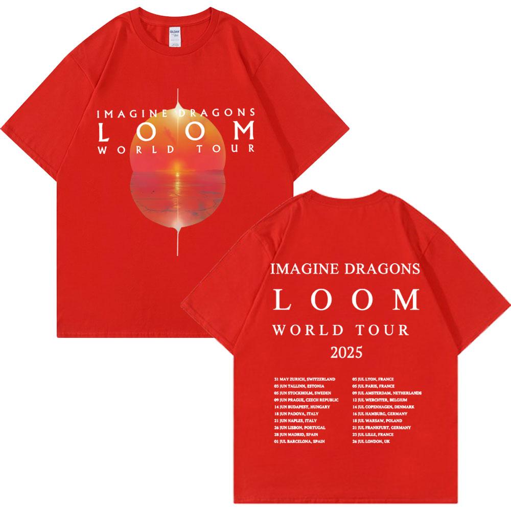 Imagine Dragons Loom Tour 2025 T-Shirt Men Women Fashion Vintage Hip Hop T-Shirts 100% Cotton Oversized Summer Tshirt Streetwear S